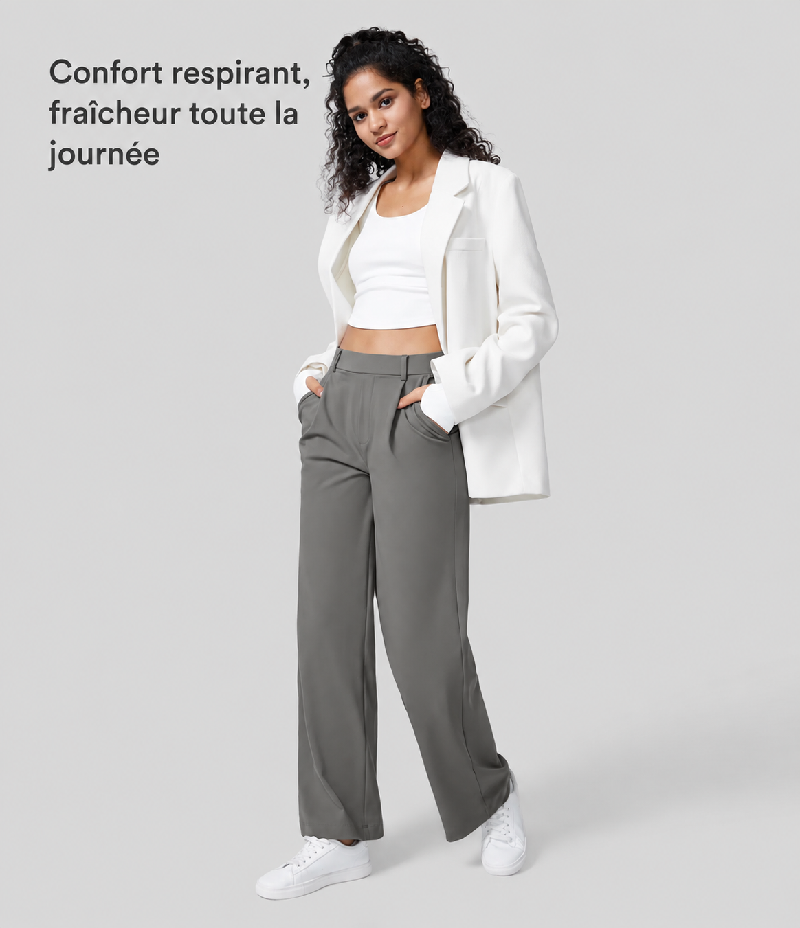 Pantalon tailleur Halara Flex™ DayStretch coupe droite taille haute avec poches
